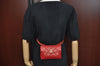 Authentic CHANEL Lamb Skin Matelasse CC Logo Chain Waist Body Bag Red K8253