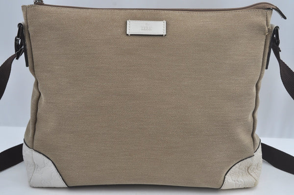 Authentic GUCCI Shoulder Cross Body Bag GG Canvas Leather 257301 Beige K8258