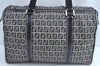 Authentic FENDI Zucca Hand Bag Purse Canvas Leather Navy Blue K8264