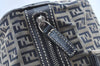 Authentic FENDI Zucca Hand Bag Purse Canvas Leather Navy Blue K8264