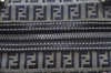 Authentic FENDI Zucca Hand Bag Purse Canvas Leather Navy Blue K8264