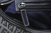 Authentic FENDI Zucca Hand Bag Purse Canvas Leather Navy Blue K8264