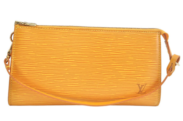 Authentic Louis Vuitton Epi Pochette Accessoires Pouch Yellow M52959 LV K8265