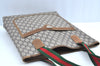 Auth GUCCI Web Sherry Line GG Plus Shoulder Tote Bag PVC Leather Brown K8271