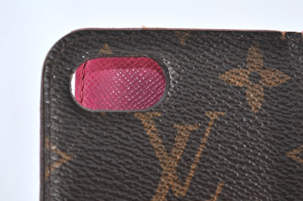 Authentic Louis Vuitton Monogram Folio Iphone 7 8 Case Pink M61906 LV K8276