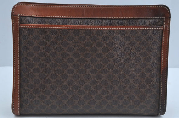 Authentic CELINE Macadam Blason Pattern Clutch Hand Bag PVC Leather Brown K8280