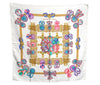 Authentic HERMES Carre 90 Scarf "LES RUBANS DU CHEVAL" Silk White K8303