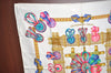 Authentic HERMES Carre 90 Scarf "LES RUBANS DU CHEVAL" Silk White K8303