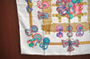 Authentic HERMES Carre 90 Scarf "LES RUBANS DU CHEVAL" Silk White K8303