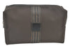 Authentic FENDI Pequin Clutch Hand Bag Purse Nylon Leather Brown K8304