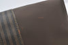 Authentic FENDI Pequin Clutch Hand Bag Purse Nylon Leather Brown K8304