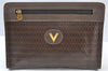 Authentic MARIO VALENTINO V Logo Clutch Hand Bag PVC Leather Brown K8305