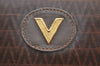 Authentic MARIO VALENTINO V Logo Clutch Hand Bag PVC Leather Brown K8305