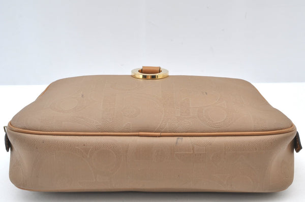 Authentic Christian Dior Trotter Clutch Hand Bag Purse PVC Leather Beige K8307