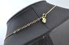 Authentic Christian Dior Rhinestone Chain Pendant Necklace Gold CD K8310