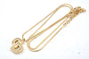 Authentic Christian Dior Rhinestone Chain Pendant Necklace Gold CD K8310