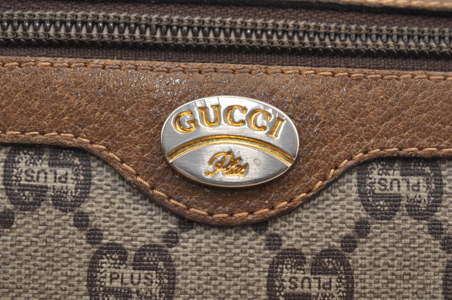 Authentic GUCCI GG Plus Clutch Hand Bag Purse PVC Leather Brown Junk K8311