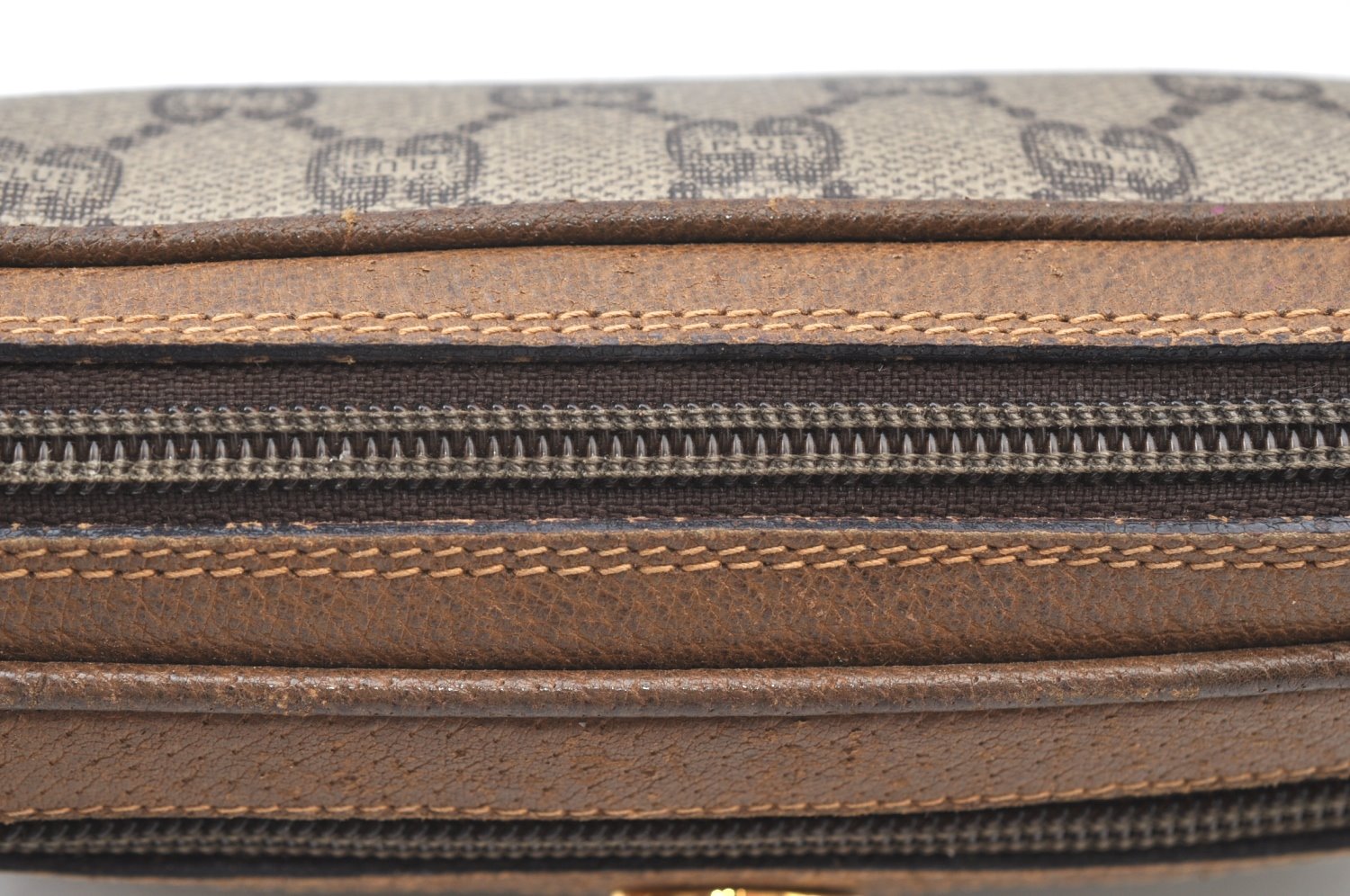 Authentic GUCCI GG Plus Clutch Hand Bag Purse PVC Leather Brown Junk K8311