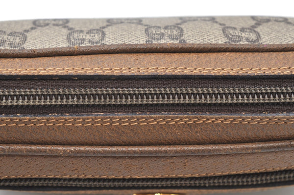 Authentic GUCCI GG Plus Clutch Hand Bag Purse PVC Leather Brown Junk K8311