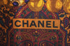 Authentic CHANEL Scarf Jewel and Paisley Pattern CC Logo Silk Bordeaux Red K8313