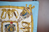 Authentic HERMES Carre 90 Scarf "GRAND UNIFORME" Silk Light Blue K8317