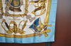 Authentic HERMES Carre 90 Scarf "GRAND UNIFORME" Silk Light Blue K8317