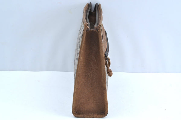 Authentic GUCCI GG Plus Clutch Hand Bag Purse PVC Leather Brown Junk K8318