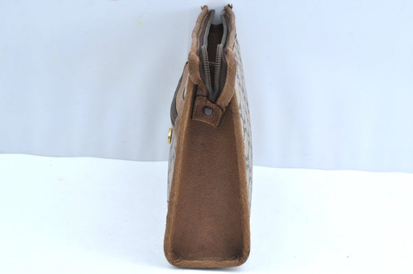 Authentic GUCCI GG Plus Clutch Hand Bag Purse PVC Leather Brown Junk K8318