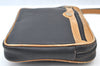 Authentic GUCCI Vintage Clutch Hand Bag Purse Leather Black Brown K8326