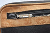 Authentic GUCCI Vintage Clutch Hand Bag Purse Leather Black Brown K8326