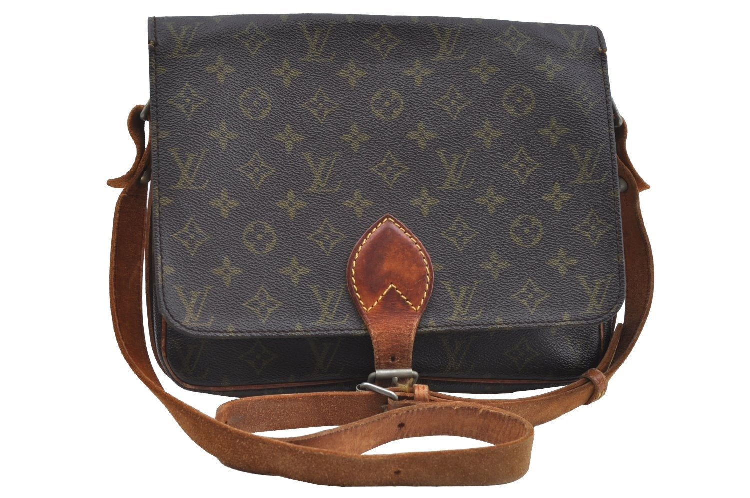 Authentic Louis Vuitton Monogram Cartouchiere GM Shoulder Bag Old Model K8328