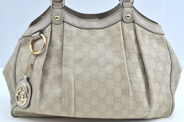 Authentic GUCCI Guccissima Sukey Shoulder Tote Bag GG Leather 211944 White K8361