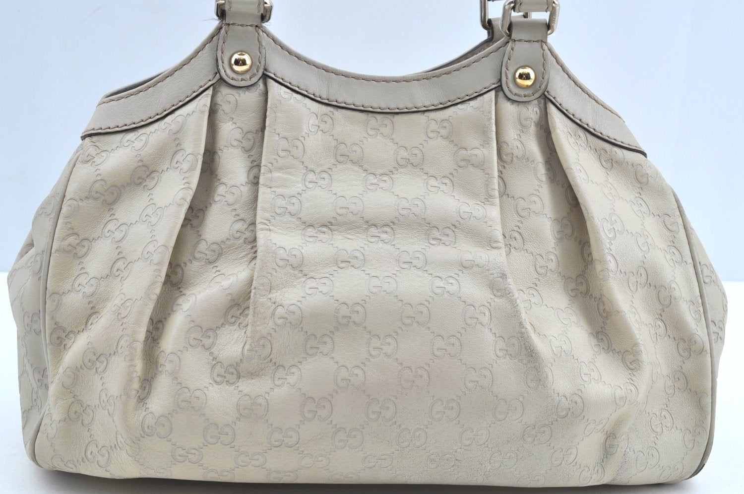 Authentic GUCCI Guccissima Sukey Shoulder Tote Bag GG Leather 211944 White K8361