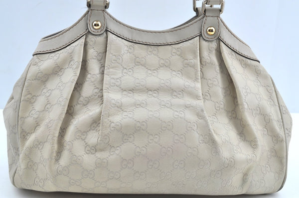 Authentic GUCCI Guccissima Sukey Shoulder Tote Bag GG Leather 211944 White K8361