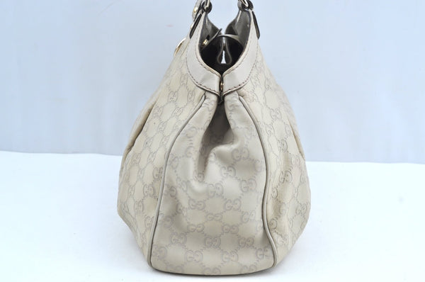 Authentic GUCCI Guccissima Sukey Shoulder Tote Bag GG Leather 211944 White K8361