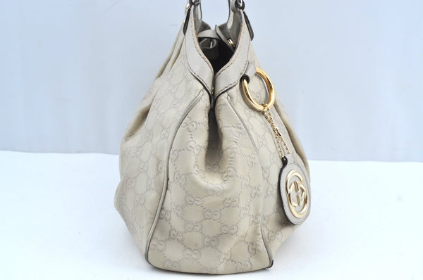 Authentic GUCCI Guccissima Sukey Shoulder Tote Bag GG Leather 211944 White K8361