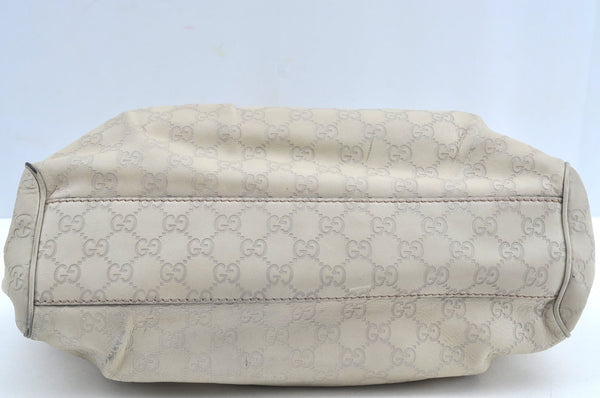 Authentic GUCCI Guccissima Sukey Shoulder Tote Bag GG Leather 211944 White K8361