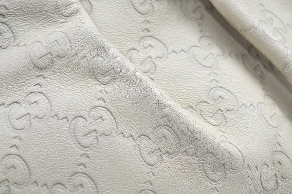 Authentic GUCCI Guccissima Sukey Shoulder Tote Bag GG Leather 211944 White K8361