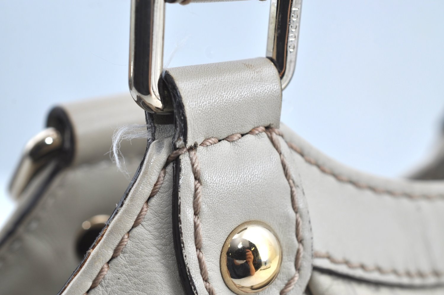 Authentic GUCCI Guccissima Sukey Shoulder Tote Bag GG Leather 211944 White K8361