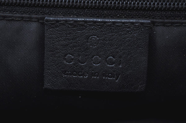 Authentic GUCCI Vintage Shoulder Tote Bag GG Canvas Leather Black K8366