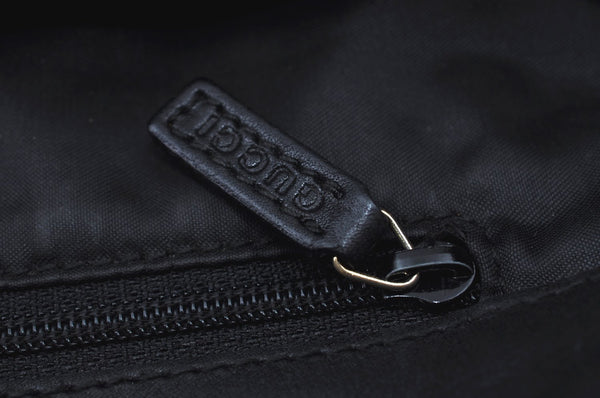 Authentic GUCCI Vintage Shoulder Tote Bag GG Canvas Leather Black K8366