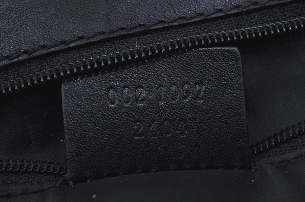 Authentic GUCCI Vintage Shoulder Tote Bag GG Canvas Leather Black K8366