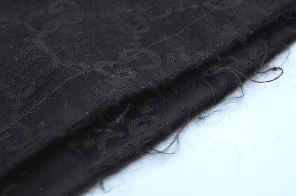 Authentic GUCCI Vintage Shoulder Tote Bag GG Canvas Leather Black K8366