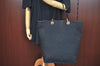 Authentic GUCCI Vintage Shoulder Tote Bag GG Canvas Leather Black K8366