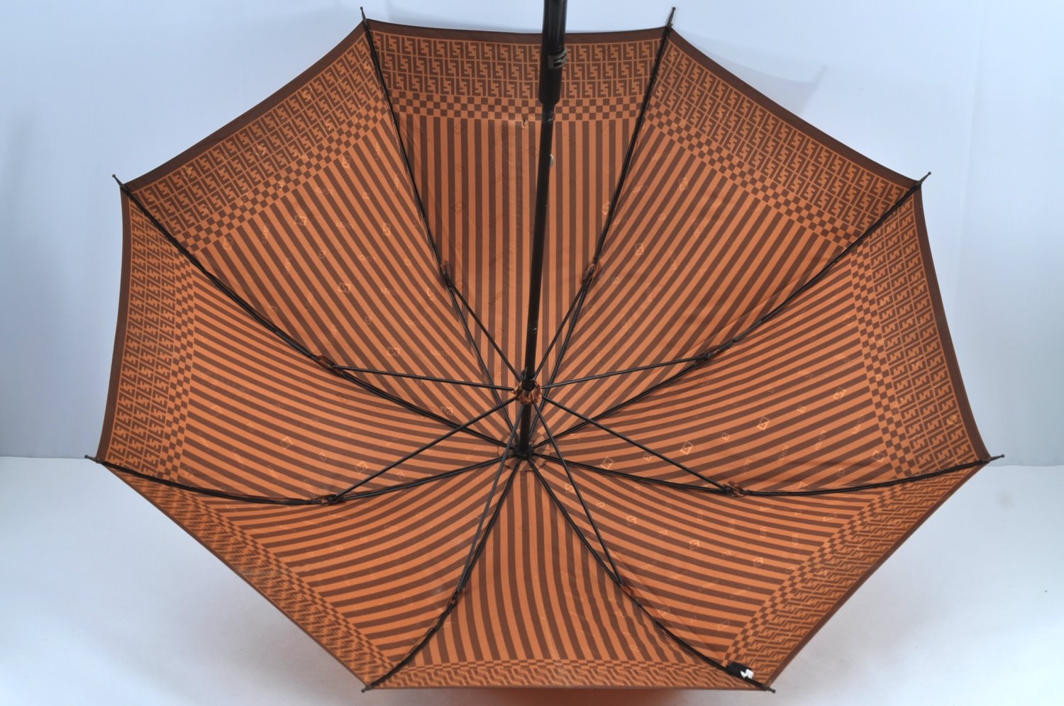 Authentic FENDI Zucchino Vintage Parasol Umbrella Brown Beige K8369