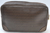 Authentic MARIO VALENTINO V Logo Clutch Hand Bag PVC Leather Brown K8371