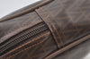 Authentic MARIO VALENTINO V Logo Clutch Hand Bag PVC Leather Brown K8371