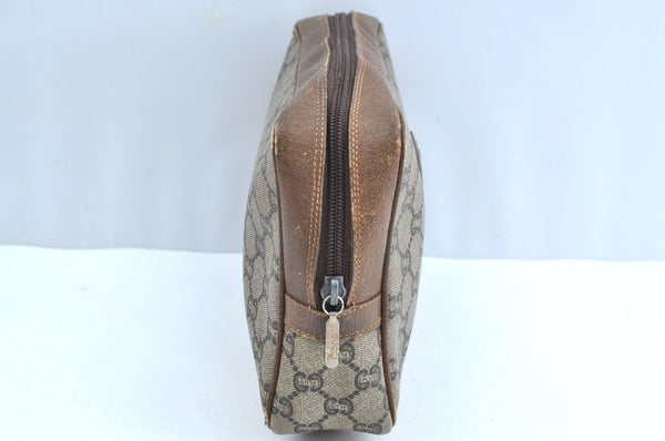 Authentic GUCCI GG Plus Vintage Clutch Hand Bag Purse PVC Leather Brown K8373