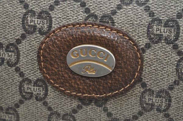 Authentic GUCCI GG Plus Vintage Clutch Hand Bag Purse PVC Leather Brown K8373