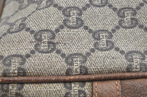 Authentic GUCCI GG Plus Vintage Clutch Hand Bag Purse PVC Leather Brown K8373